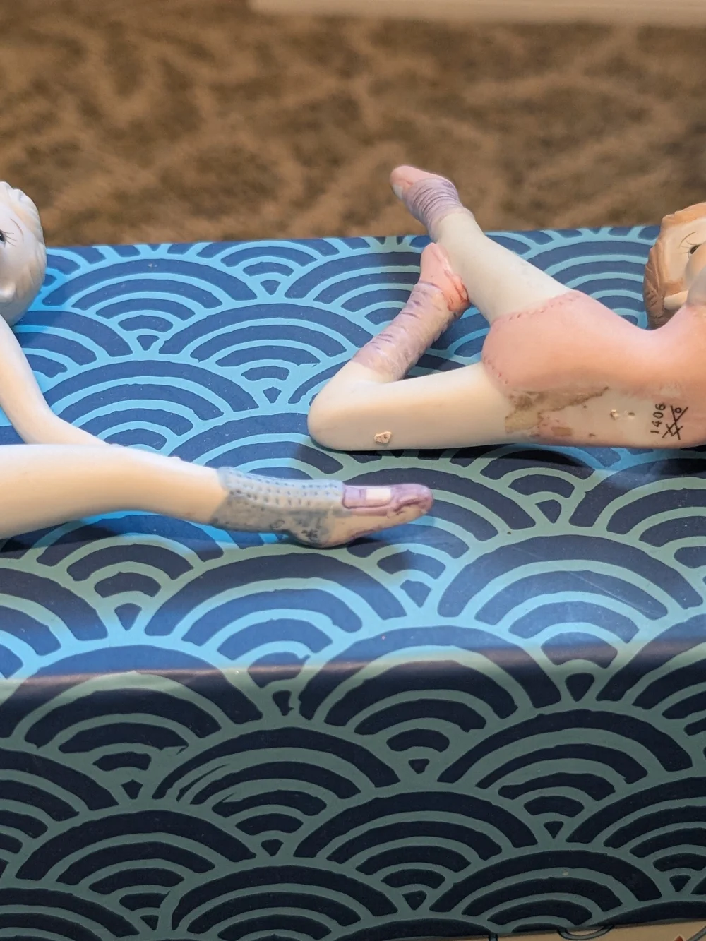 Blue and Pink Ballerina Figurine Set